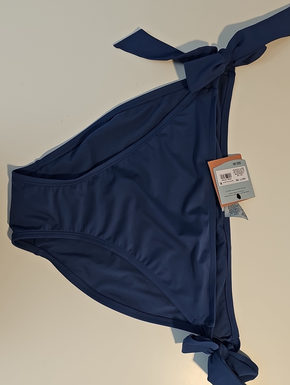 Shade & Shore Women's 1X Blue Mid-Rise Cheeky Side-Tie Bikini Bottom